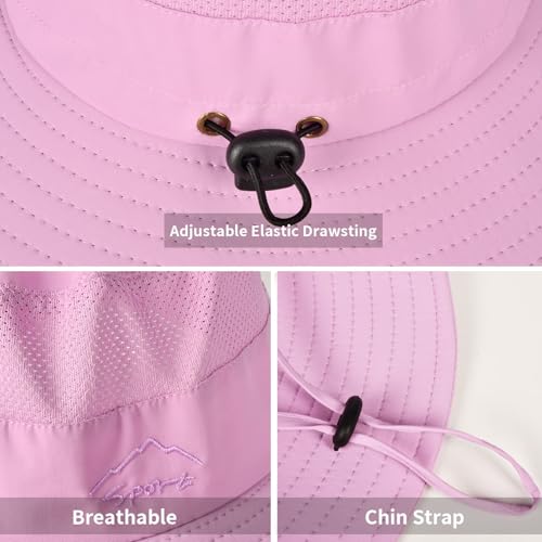 Sun Hats for Men Women Fishing Hat UPF 50+ Breathable Wide Brim Summer UV Protection Hat - color: 1pack-purple