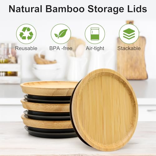 12 Pcs Bamboo Regular Mouth Jar Lids & Wide Mouth Lids for Mason Jars Tops Wooden Large Mouth Lid for Glass Cups Reusable Silicone Can Lid Cover Decorative Wood Canning Lid Supplies Accessories - size: 6PCS-Regular + 6PCS-Wide