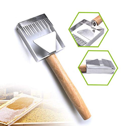 New Honey Hive Uncapping Fork Scraper Knife with Wood Handle Food Degree Stainless Steel Honey Uncapping Tool