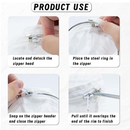 4 Pcs Ultra Fine Mesh Strainer Bags with 2 Pcs Stainless Steel Handle Frame, Reusable Mesh Filter Bag for Filter Juice Nut Milk Coffee Oil and Soup