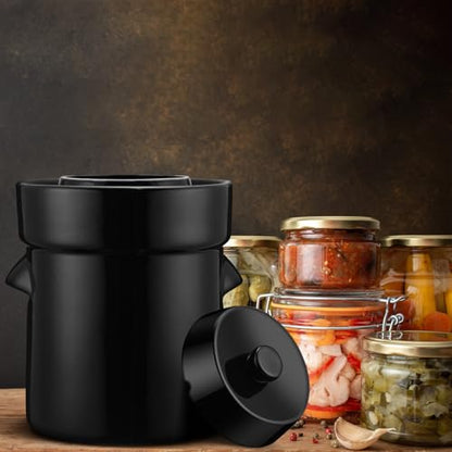 Tioncy 2.6 Gallon 10L Fermentation Crock Ceramic Sauerkraut Crock with Lid Weights and Pounder Brown Ceramic Crock Kit for Fermenting Pickling Cabbage Sauerkraut Pickles Vegetables