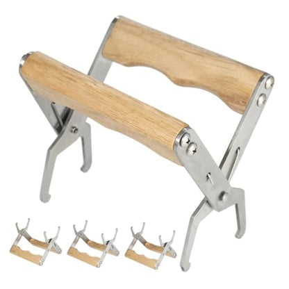 ORFOFE 4pcs Stainless Steel Hive Frame Lifter Tool with Wooden Handle Beekeeping Equipment for Beehive Inspection and Frame Grip