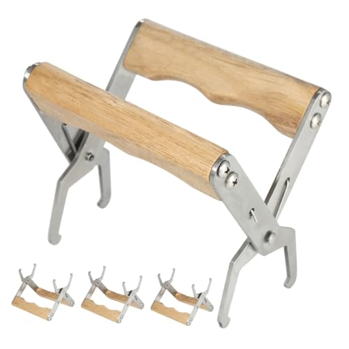 ORFOFE 4pcs Stainless Steel Hive Frame Lifter Tool with Wooden Handle Beekeeping Equipment for Beehive Inspection and Frame Grip