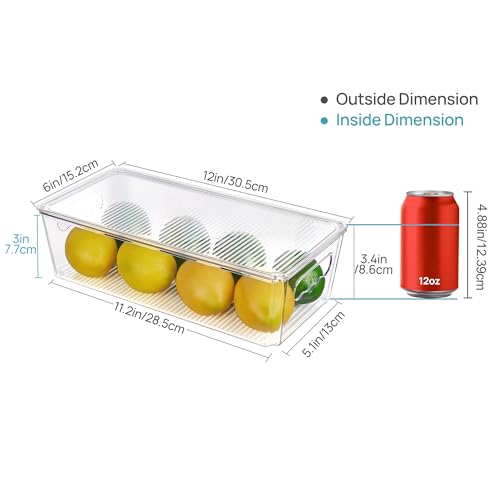 Vtopmart 4pcs Clear Organizers and Storage Bins with Lids, Stackable Plastic Storage Containers with Handles for Fridge, Freezer, Pantry, Cabinet, Kitchen Organization - size: With Lid
