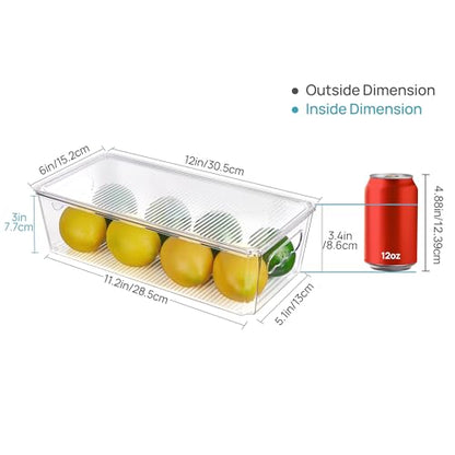 Vtopmart 4pcs Clear Organizers and Storage Bins with Lids, Stackable Plastic Storage Containers with Handles for Fridge, Freezer, Pantry, Cabinet, Kitchen Organization - size: With Lid