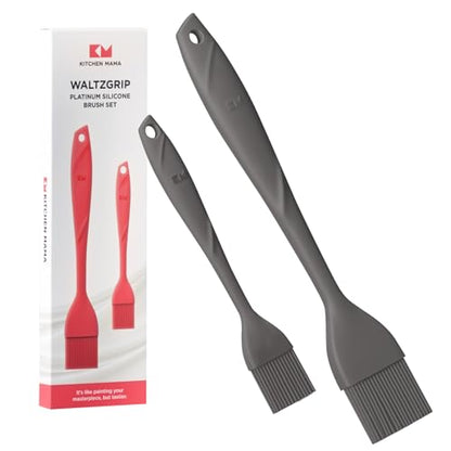 Kitchen Mama WaltzGrip Platinum Silicone Basting Pastry Brush, Metal Gray | Heat-Resistant, For Cooking, Baking, Grilling, Spreading Oil or Butter, Dishwasher-Safe - color: Metal Gray