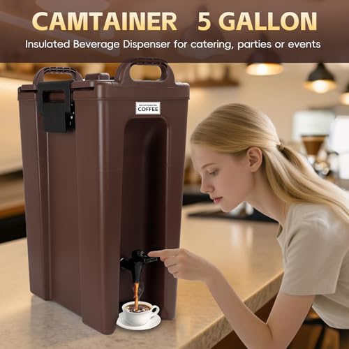 YUANHAO 5 Gallon Insulated Beverage Dispenser with Spigot | Commercial Hot & Cold Drink Dispenser for Coffee, Tea, Lemonade，7-Hour Temp Control, Ideal for Parties, Events & Office - size: 5 GAL