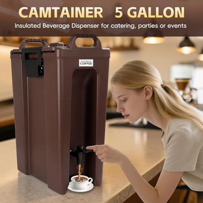 YUANHAO 5 Gallon Insulated Beverage Dispenser with Spigot | Commercial Hot & Cold Drink Dispenser for Coffee, Tea, Lemonade，7-Hour Temp Control, Ideal for Parties, Events & Office - size: 5 GAL