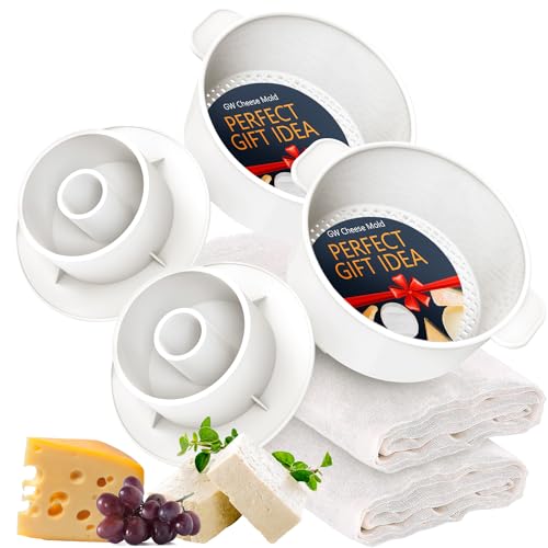 2 PCS Cheese Mold 1,6QT - Follower - Cheesecloth 100% Cotton for Semi-Hard and Hard Cheeses- Homemade Cheese Making Supplies - Molde Para Queso Fresco Casero