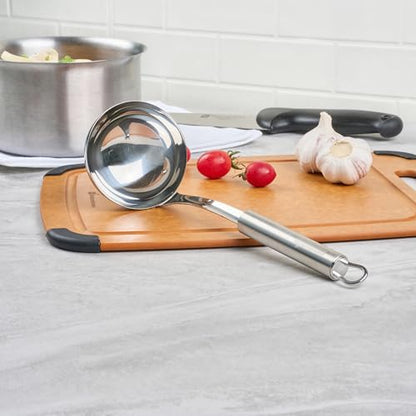 Restaurantware Stainless Steel Soup Ladle - German Standard Large Kitchen Ladle with Deep Bowl Design, Dishwasher Safe, Heat Resistant - Serving Ladle for Soups, Stews, Sauces - style: Steel Serving Ladle