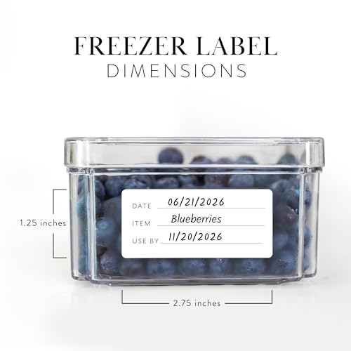 200 Meal Prep Freezer Food Labels - 2.75 x 1.25 Inch Freezer Tape Labels for Food Containers to Write On, Removable Easy Peel Off, Kitchen Pantry Storage Stickers, Oil Water Resistant - style: White Freezer Labels