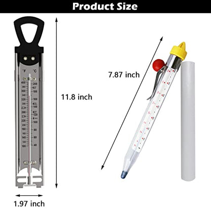 Candy Thermometer with Pot Clip, 2 Pack Deep Fry Oil Kitchen Food Cooking Thermometer for Jam, Syrup, Jelly, and Deep Fry, Instant Read Candy Thermometer for Candy Making