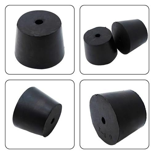 6Pcs Solid Rubber Stopper Bungs with Hole 27mm to 34mm Solid Test Tubes Bungs Stopper for Flask, Plug Holes and Test Tube(Black) - size: 27mm to 34mm
