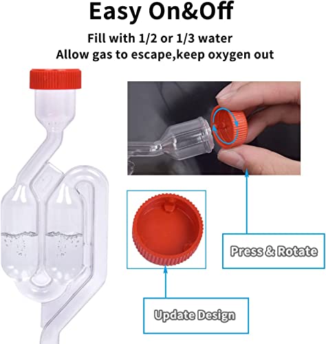 Zazolyne Airlock 2 Pack Transparent Brewing Airlocks Fermenting Twin Bubble Airlock with 2pcs # Stoppers 6pcs Grommets - size: 2pcs Ailock+2pcs Stoppers+6pcs grommets