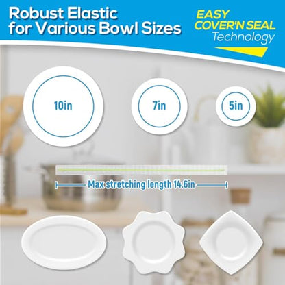 100PCS 10Inch Bowl Covers for Sourdough Bread Proofing | Outdoor Picnics,BPA-Free Plastic,Elastic Stretch Food Storage Lids,Meal Prep,Fresh Keeping,Shower Cap,Hair Deep Conditioning - color: 10Inch-100pcs