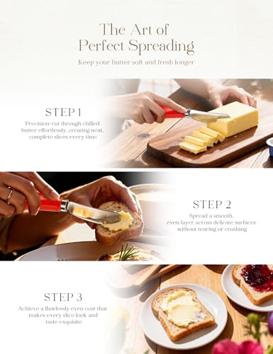 Stainless Steel Butter Spreader Knife 2 Pack with Handle for Kitchen Red | Dishwasher Safe, for Soft & Hard Cheese, Jam, Cold Butter - color: Red 2 Pack