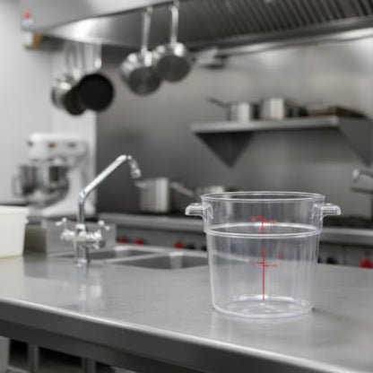 TrueCraftware- 1 Quart Clear Round Food Storage Container Polycarbonate- Commercial Reusable Food Container Canister with Measurement Markings for Meal Prep Pantry Kitchen Catering Use - size: 1 Quart