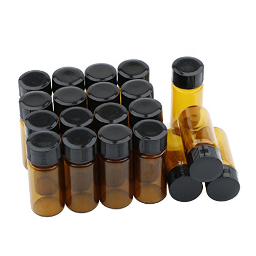 20pcs 3ml Mini Amber Glass Vials With Screw Caps, Small Bottles Sample Vials for Essential Oil and Perfume - size: 3ml-20pcs
