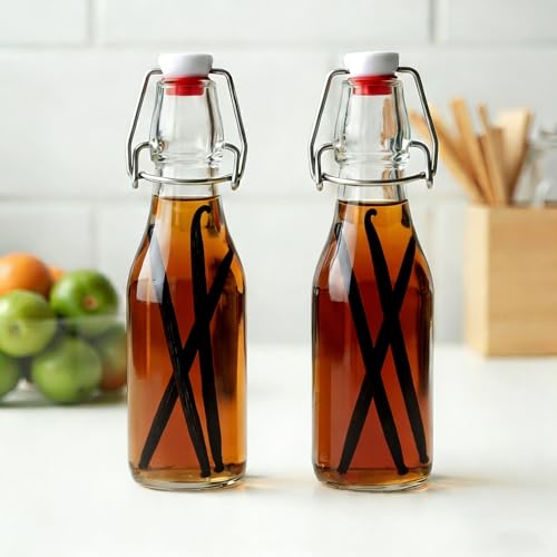 Ahhute Swing Top Glass Bottle, Kombucha Bottles 8oz, Vanilla Extract Bottles with Airtight Lid, Flip Top Glass Bottle 6 Pack