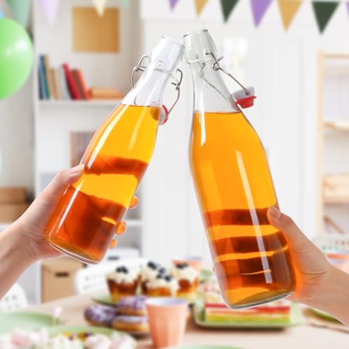 STARSIDE 8-Pack 16oz Swing Top Glass Bottles with Airtight Lids | Flip Top Beer Brewing Bottles with Stopper for Home Brewing, Vanilla Extract, Kombucha, Wine - size: 16 Ounces