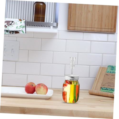 Beaupretty Wide Mouth Jar Lid Set 87mm Diameter with Airlock Fermenter Pickle Jar Lid for Home Canning and Vegetable Fermenting Supplies Random Color
