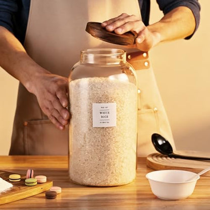2 PCS Large Glass Jar With Lid，Glass Food Storage Jars for Flour,Sugar,Coffee,Rice, Walnut，Nutsand More(1 gallon/4000 ml) - size: 1Gallon*2