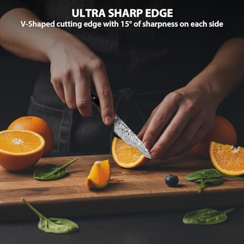 MOSFiATA 4 Inch Paring Knife, Kitchen Knife Fruit Knives with Sheath, German High Carbon Stainless Steel EN1.4116 Precision Cooking Vegetable Knife for Carving, Peeling, Trimming - style: 4 inch paring knife