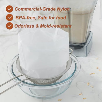 4 Pcs 12"x12" Nut Milk Bag, Strong Durable, Premium Ultra-Fine 200 Mesh Nylon CheeseCloth Bags for Straining, Reusable All Purpose Nut Bag Strainer for making Almond & Nut Milks, Cold Brew, Juicing - color: Premium Nylon - 4 Pcs