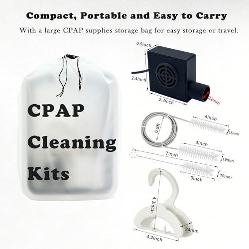 CPAP Cleaning Kit with Hose Dryer for Universal 22mm Tubing, Cpap Cleaner Supplies Includes Collapsible Wash Basin, Hose & Mask Brush, CPAP Holder & Hose End Caps | Make Cpap Cleaning Easier - color: Cpap Cleaning Kit With Hose Dryer