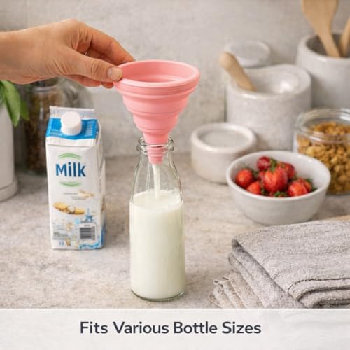 3PCS Silicone Funnel Set, Flexible Rubber Kitchen Funnels for Filling Bottles, Small Medium Large Food Grade Funnel for Essential Oils, Spices, Powder, Cooking, Liquid, Perfume, Flask - color: RGB