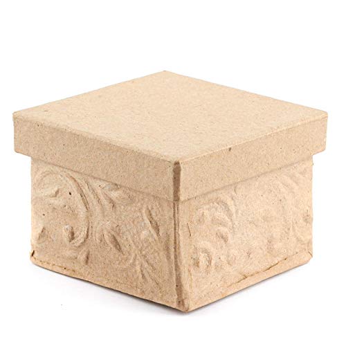 Factory Direct Craft Paper Mache Square Embossed Box-(24 Pcs) Square Papier Mache Embossed Boxes With Lids. Use as a Jewelry Box or Small Gift Box - color: 24 Embossed Round Boxes