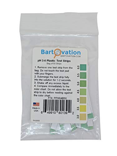 Bartovation pH 3-6 Short Range Test Strips, 50-Pack | Sushi Rice, Salsa, Kefir, made in USA