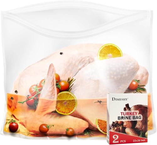Turkey Brining Bag, 26"×22" 2 Packs Extra Large Brine Bag with 2 Strings Thickened Brining Bags Holds Up to 35 Pounds, Double Zippers Seal Brine Bags for Turkey, Chicken, Beef, Pork, Ham - size: 2PACK- 26"×22"