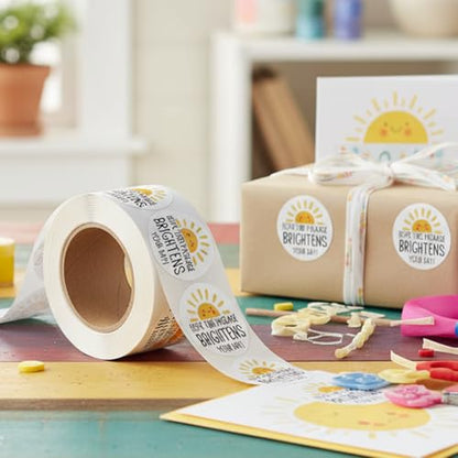 1000pcs Happy Sun Thank You Labels, Hope This Package Brightens Your Day- Sturdy Paper Package Insert Sealing Stickers for Envelope Seals, Scrapbooking, Journaling & Gift Wrapping - color: 1000pcs- Sun Thank You Labels