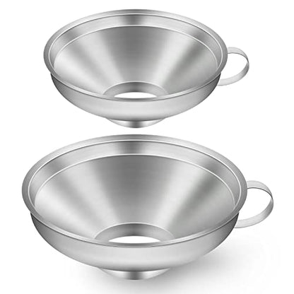 2 Pack Canning Funnel Stainless Steel Wide Mouth Funnel with Handle for Wide and Regular Mason Jars