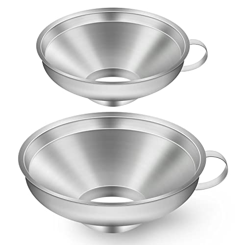 2 Pack Canning Funnel Stainless Steel Wide Mouth Funnel with Handle for Wide and Regular Mason Jars