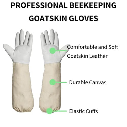 Goatskin Gloves with Extended Sleeves Beekeeping Suit Beekeeper