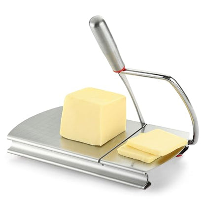 Cheese Slicer Cutter, Stainless Steel Cheese Cutter Board with Blade for Block Cheese, Vegetables, Butter, Sausages, Bread - size: Circular