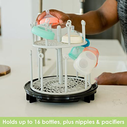 The First Years Spin Stack Bottle Drying Rack - Black - 2-Tier Rotating Countertop Drying Rack for Up to 16 Bottles - Baby Essentials for Everyday Use - color: Black