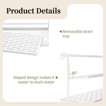 2-Tier Water Bottle Drying Rack for Countertop - Large Carbon Steel Cup Mug Organizer with Removable Drain Tray (White) - color: White