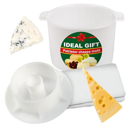 Cheese Mold for Cheese Making with Follower Piston 1/2 gal - Cheesemaking Supplies - Cheese Form Mold - Cheese Making Basket - Cotton Cloth For Straining - Molde Para Queso Casero