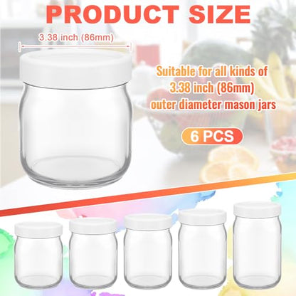 Teenyyou 6 Pcs Silicone Wide Mouth Lids Mason Jar Lids Thickened Leak Proof Lid for 86 mm All Wide Mouth Mason Jars, Reusable Large Canning Jar Caps (White) - color: White, size: 86 mm