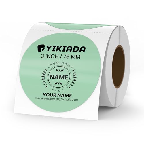 Green Circle Thermal Labels Vinyl 3 Inch Self-Adhesive Round Stickers Roll Waterproof Printer Decals Name Tag for QR Code DIY Office Address 500 PCS - color: Green