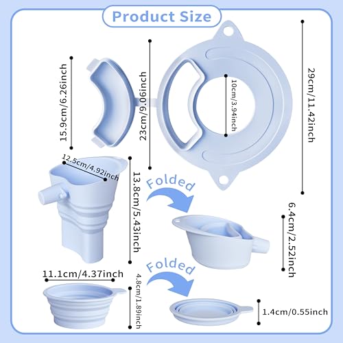 Silicone Bowl Cover with Flour Funnel for Kitchen Aid Mixer, Kitchenaid Bowl Cover for KitchenAid 4.5-5 Qt, Foldable Kitchen Funnel and Silicone Cup,Dishwasher Secure,Blue - color: Blue