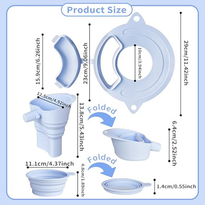 Silicone Bowl Cover with Flour Funnel for Kitchen Aid Mixer, Kitchenaid Bowl Cover for KitchenAid 4.5-5 Qt, Foldable Kitchen Funnel and Silicone Cup,Dishwasher Secure,Blue - color: Blue