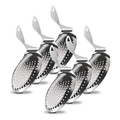 Piña Barware's The Bender - Stainless Steel Commercial Bent Handle Julep Style Cocktail Bar Strainer, Polished Finish Commercial Bar Pack - color: Mirror Polished, 6 Strainer Bar Pack