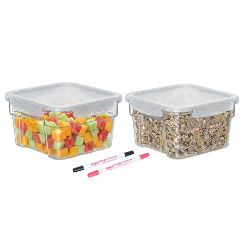 2 Pack 2 QT Commercial Airtight Food Storage Containers, Clear Polycarbonate Kitchen Ingredient Storage Containers, Stackable Food Prep Containers for Spices, Seasonings, Nuts, Tall Model - size: 2 X 2.0(QT)-Tall