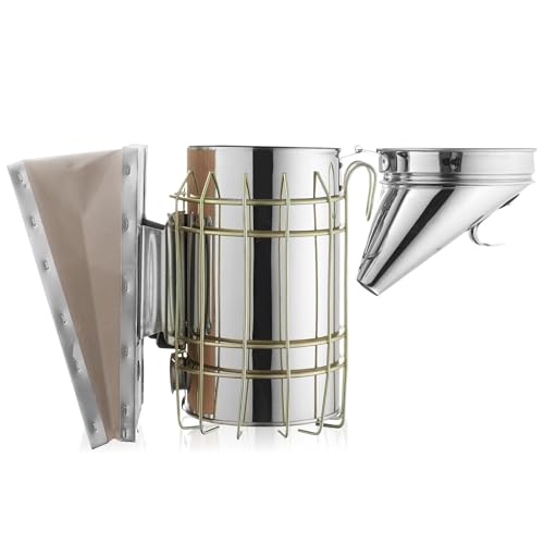 Honey Keeper Bee Hive Smoker Stainless Steel with Heat Shield Beekeeping Beehive Equipment