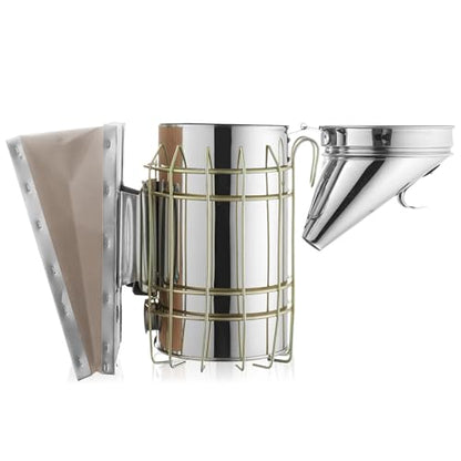 Honey Keeper Bee Hive Smoker Stainless Steel with Heat Shield Beekeeping Beehive Equipment