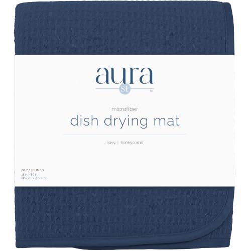 S&T INC. Dish Drying Mat Jumbo, 18” x 30”, Absorbent Microfiber Kitchen Counter Mat, Dish Drying Pad for Dishes, Utensils, Pots and Pans, Jumbo, Navy - size: 18" x 30"